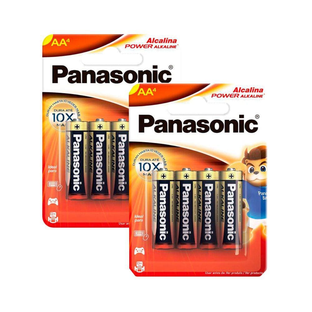 Kit 2 Pilha Panasonic Alcalina AA Power Alkaline 4 Unidades