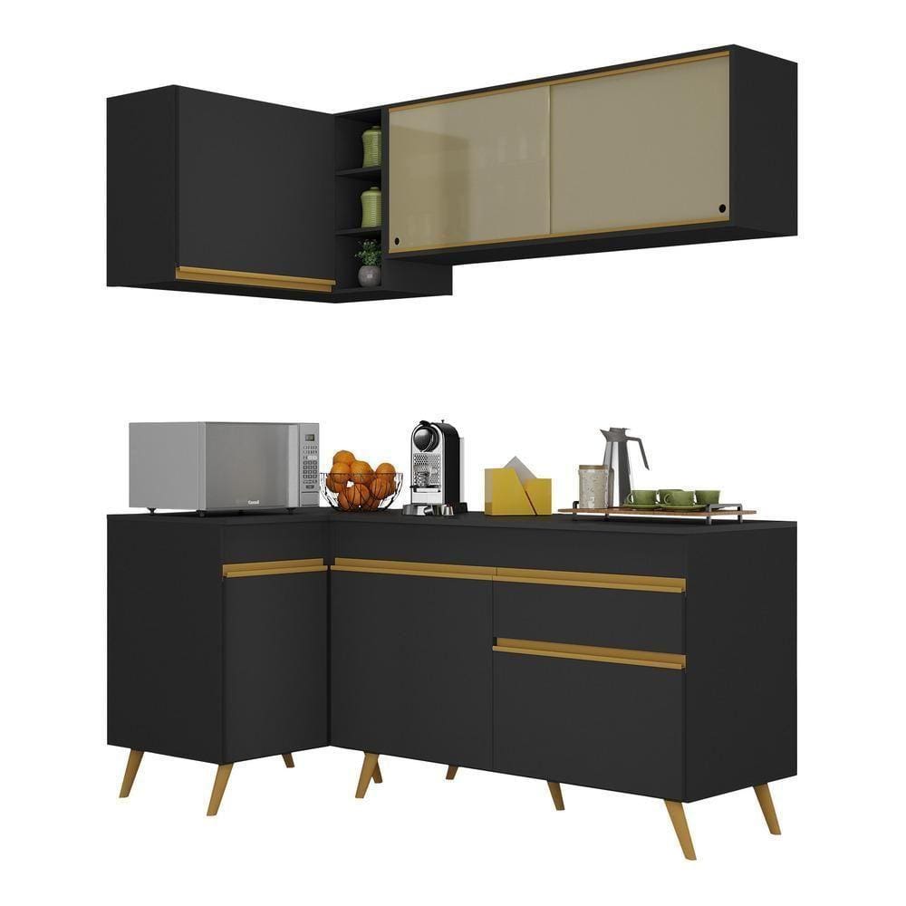 Armário De Cozinha Compacta De Canto V2056Dourado