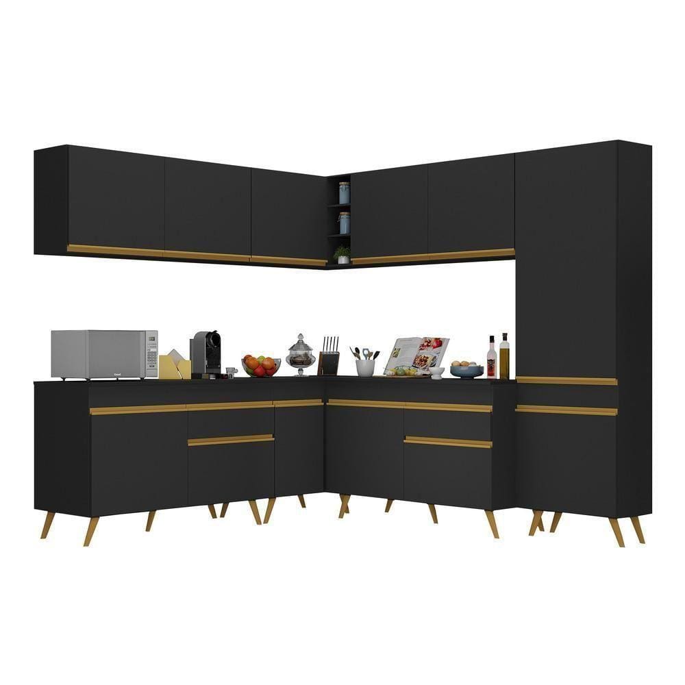 Armário De Cozinha Completa De Canto V267 Dourado
