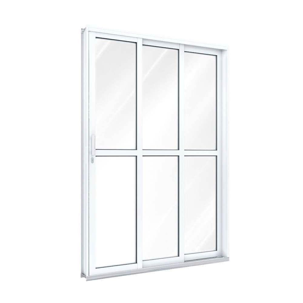 Porta de Aço de Correr Lateral com Travessa 3 Folhas 213x200cm Aço Pronto Riobras Branco