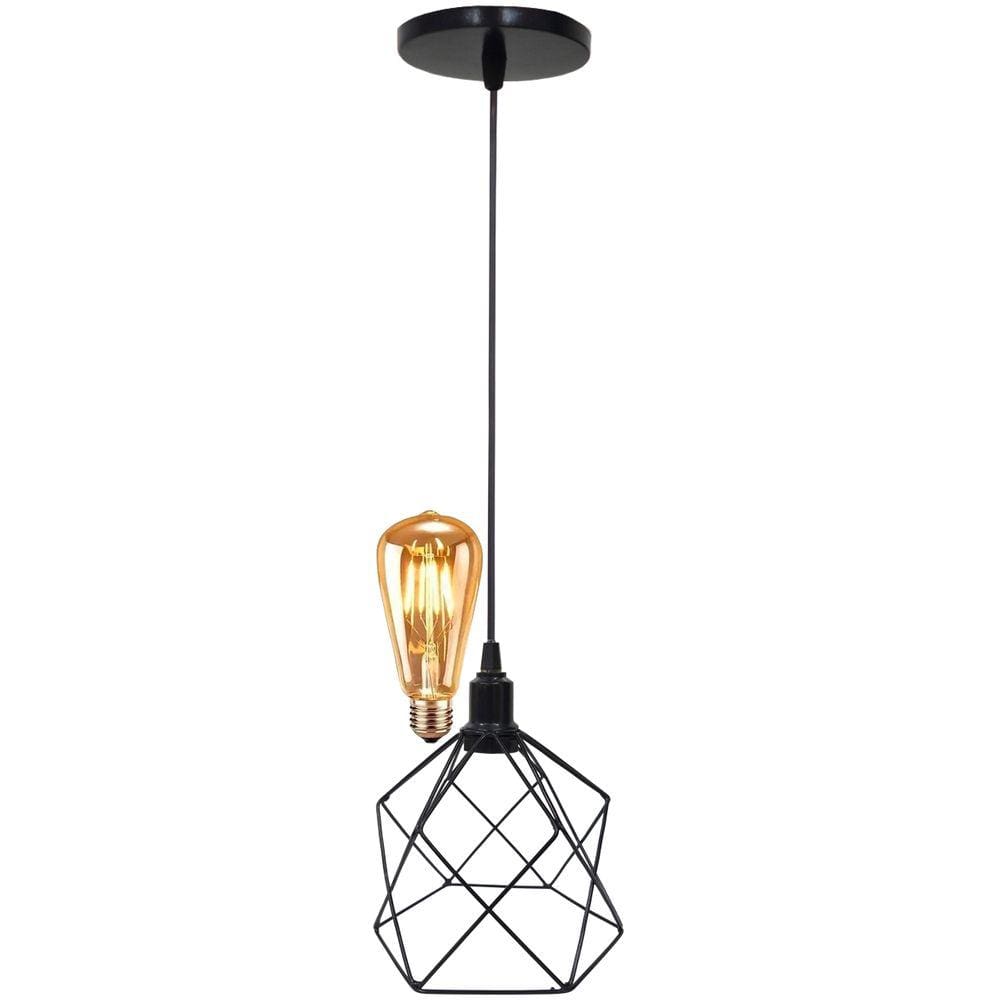 Pendente Aramado Cálice Luminária Lustre Retrô Balcão + Lâmpada Led ST64 Vintage Teto