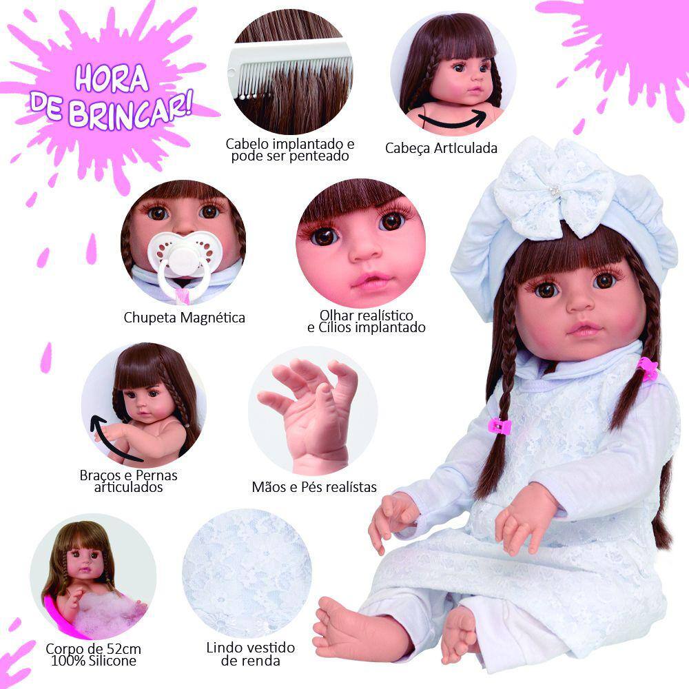 Bebê Reborn Lívia Menina 100% De Silicone - Loja Expresso Roupas &  Acessórios