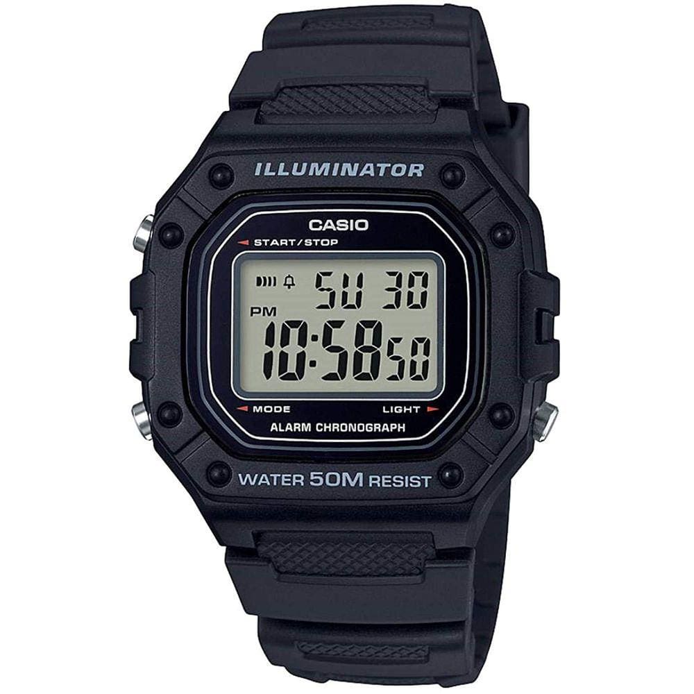 Relógio CASIO Illuminator masculino preto W-218H-1AVDF