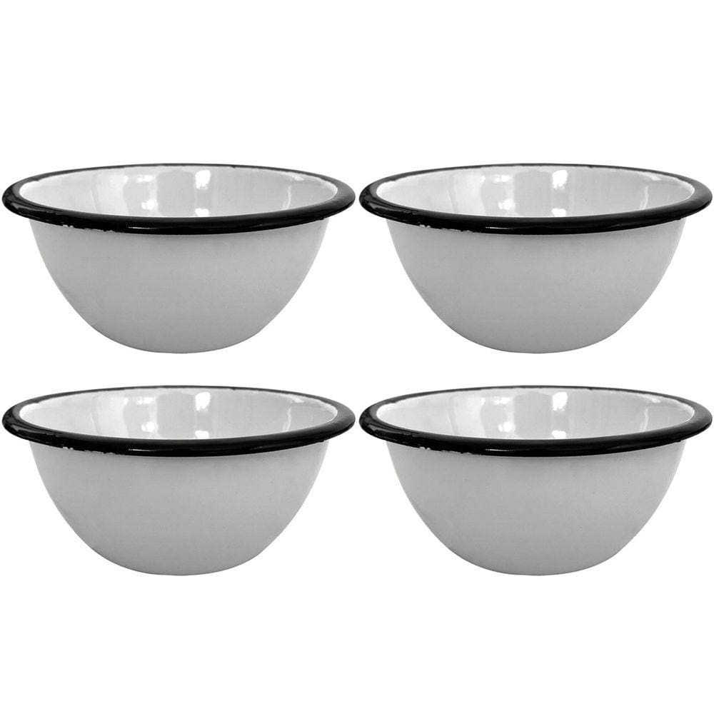 Conjunto 4 Tigelas Esmaltadas Ágata 500ml Bowls para Servir Esmaltados Silva Branco
