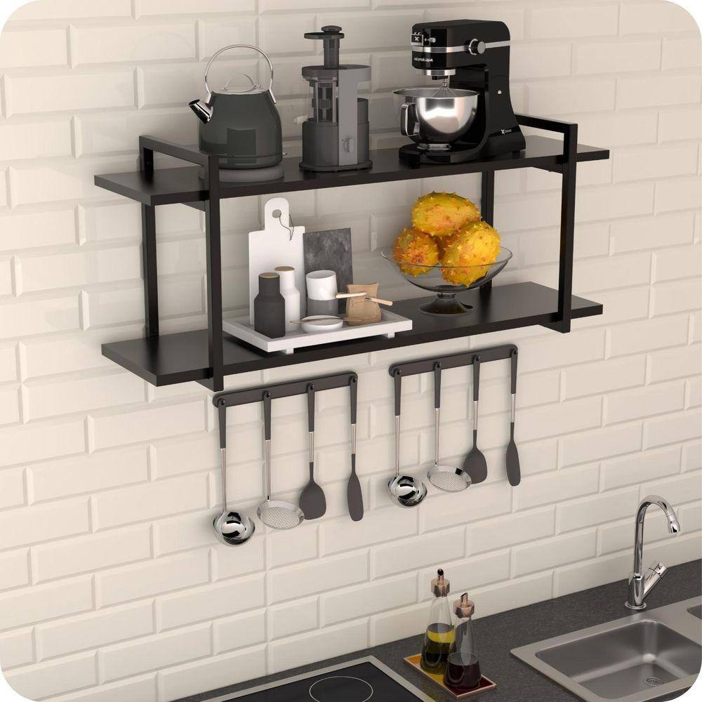 Prateleira Estilo Industrial Cozinha de Parede GND PP 120cm