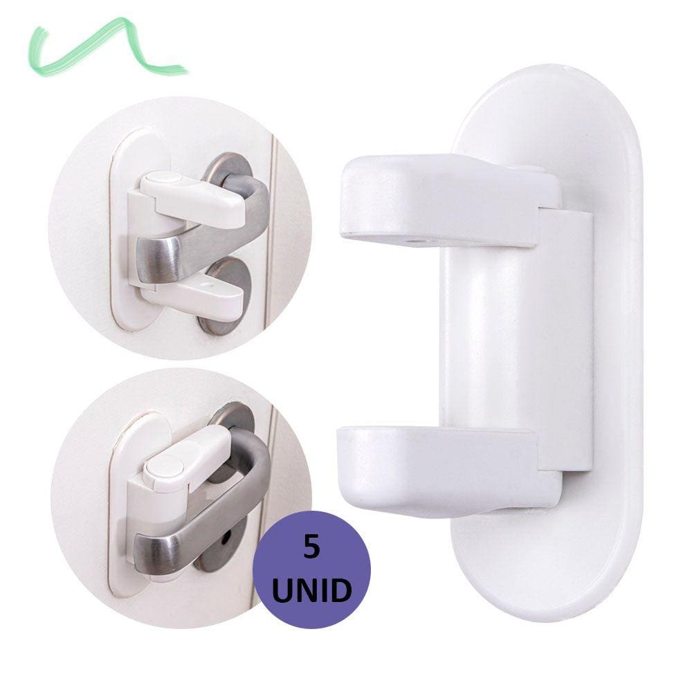 Kit 5 Travas Maçaneta Fechadura Porta Infantil Criança Bebê Ordene