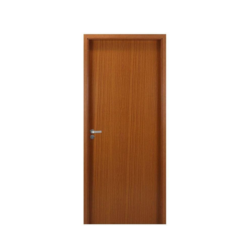 Kit Porta de Madeira Lisa 215x84cm com Batente de MDF Ultra 10cm Marromamínica MGM Mogno