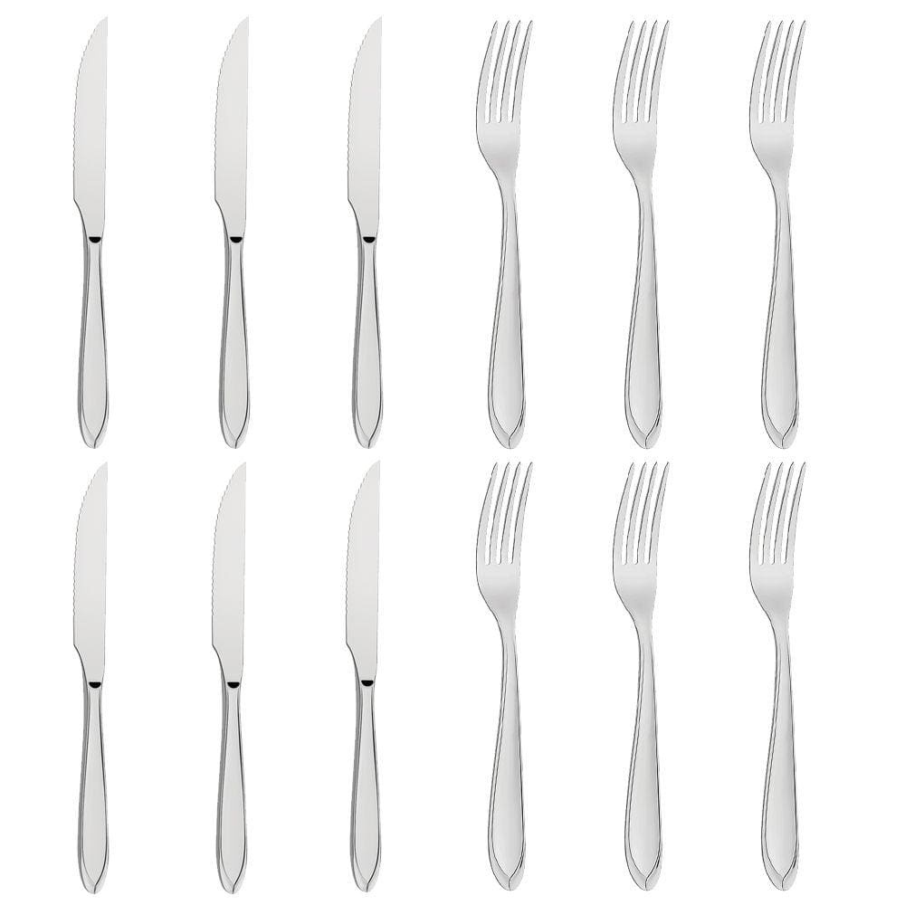 Conjunto Garfo e Faca Inox 12 Unidades Tramontina Laguna