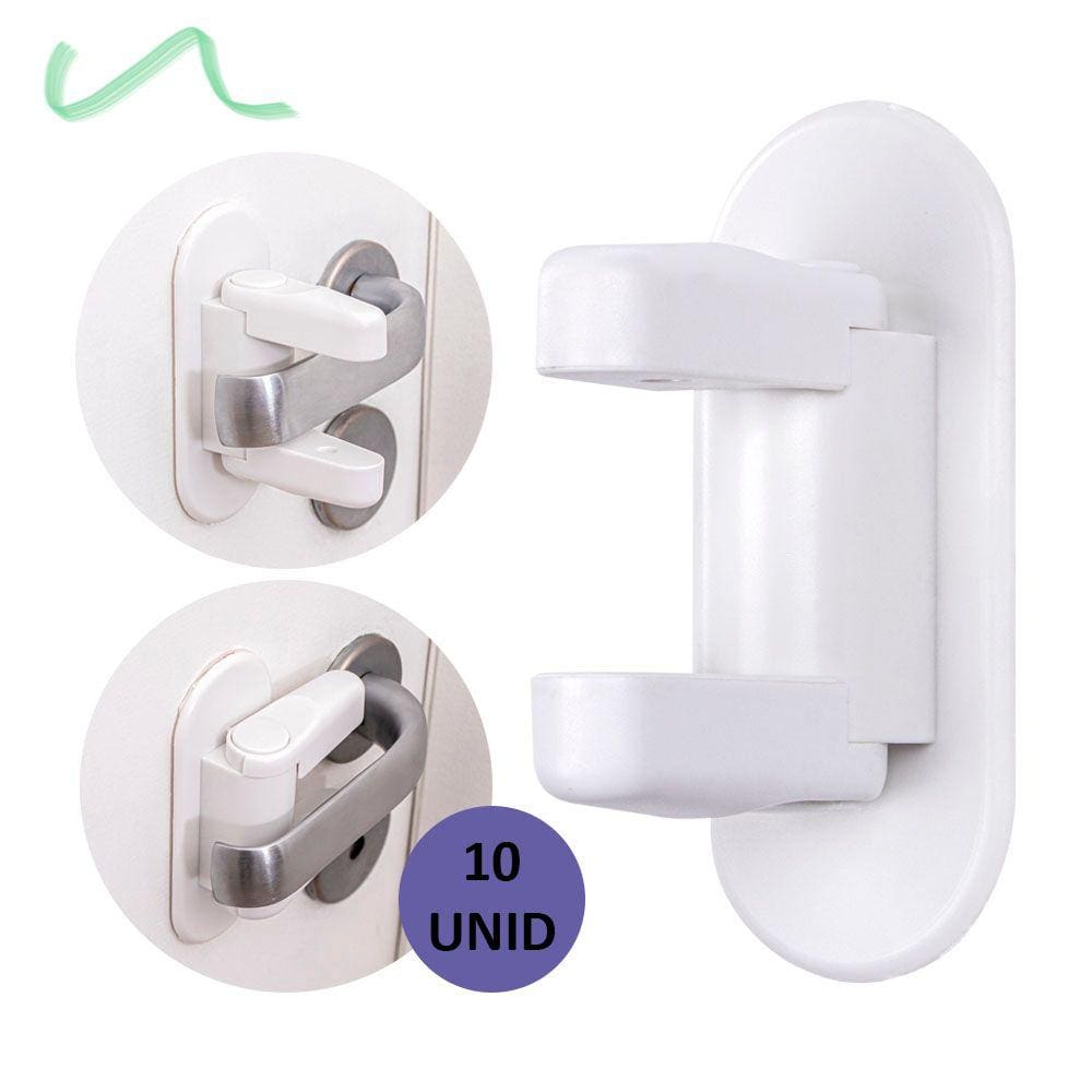 Kit 10 Travas Maçaneta Fechadura Porta Infantil Criança Bebê Ordene