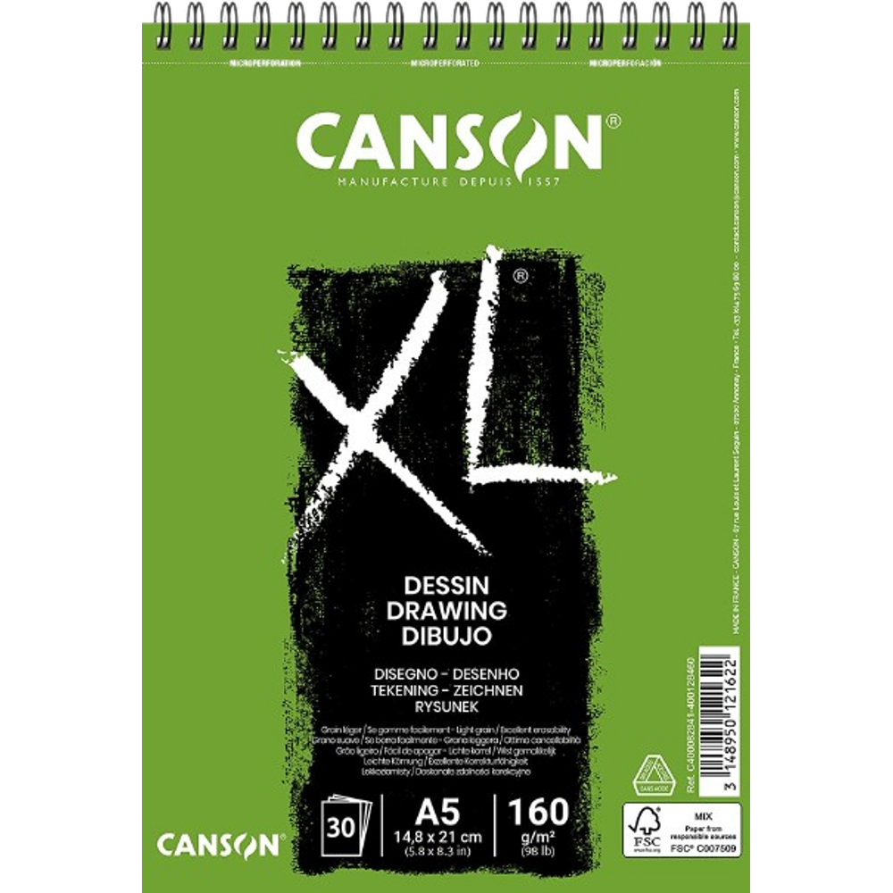 Bloco Espiralado XL Dessin 30F brancas A5 160gm² Canson