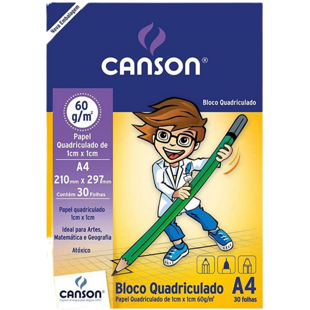 Bloco Quadriculado 1cmX1cm 30 Folhas A4 Canson
