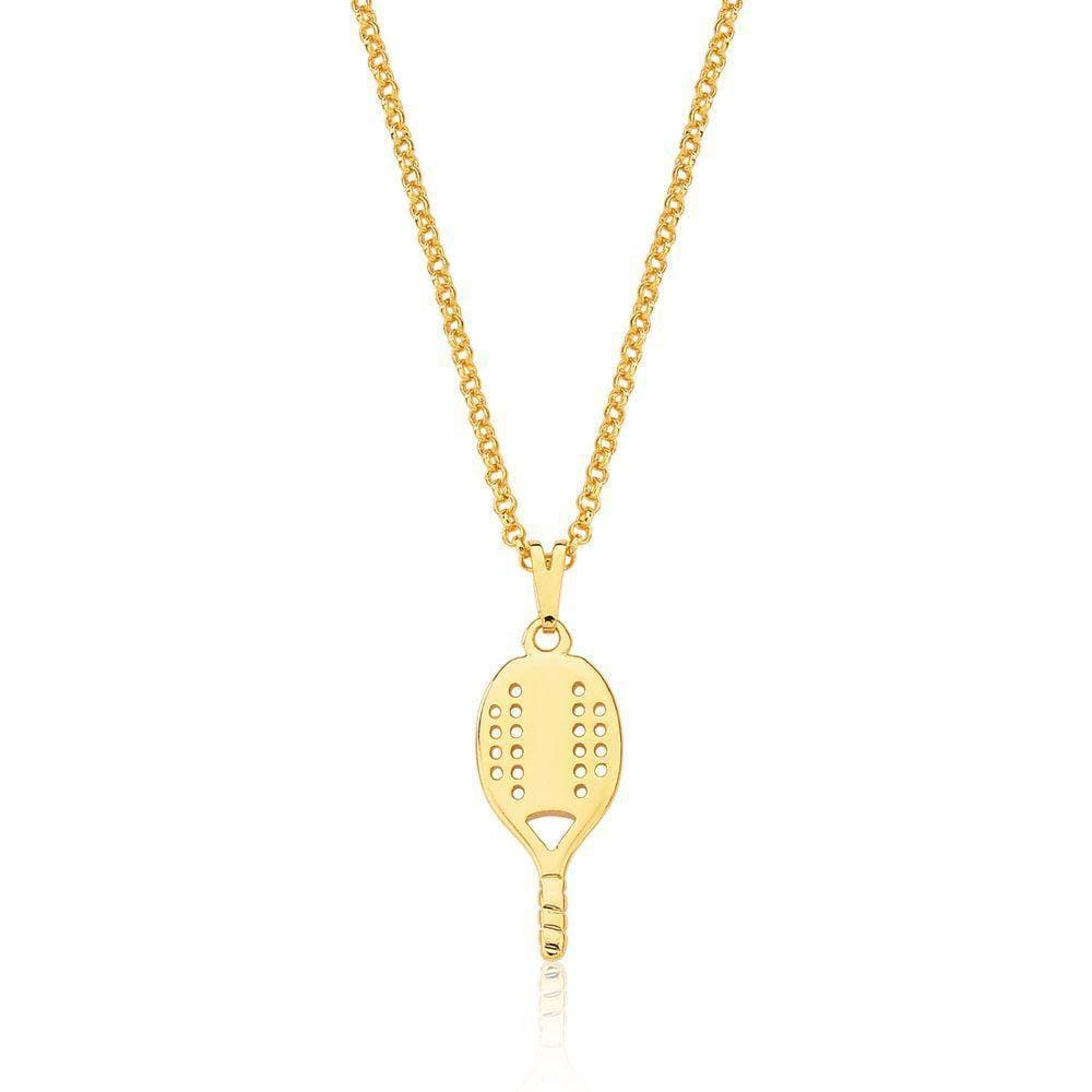 Colar Raquete Beach Tennis Revestido Em Ouro