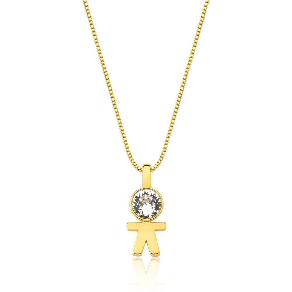 Colar Menino Com Cristal Com Revestimento Em Ouro