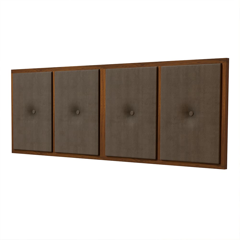 Cabeceira Painel Marrom para Cama Box Casal 1,40 com Moldura em Madeira - JB Tavares Móveis