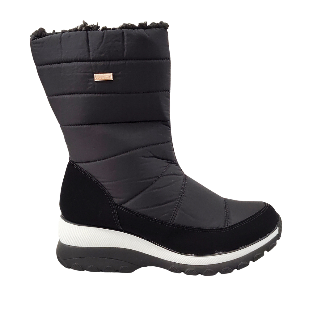 Bota Llao Nobuck Nylon Preta Peluciada Com Lã Pelinhos