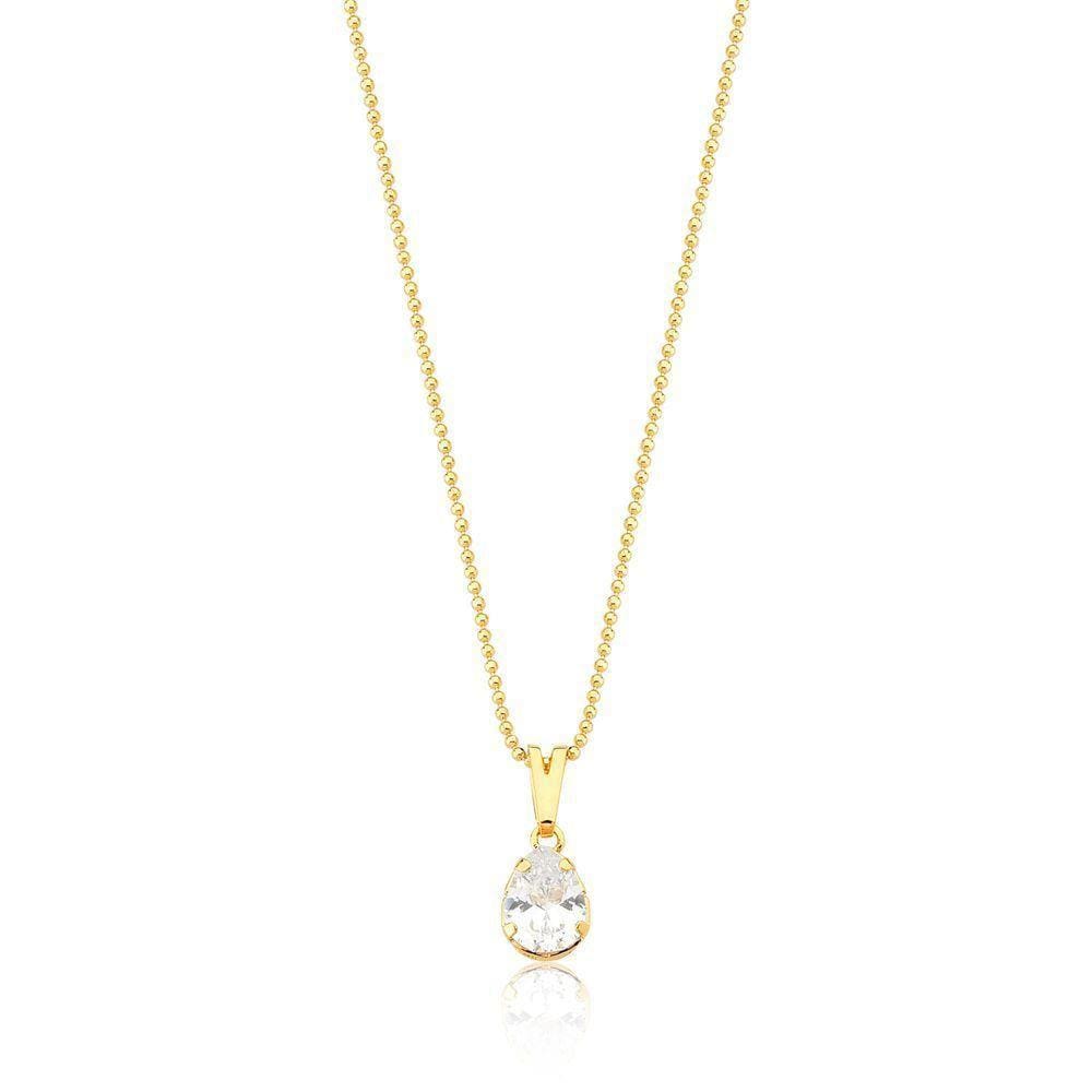 Colar Drop Crystal Revestido Em Ouro