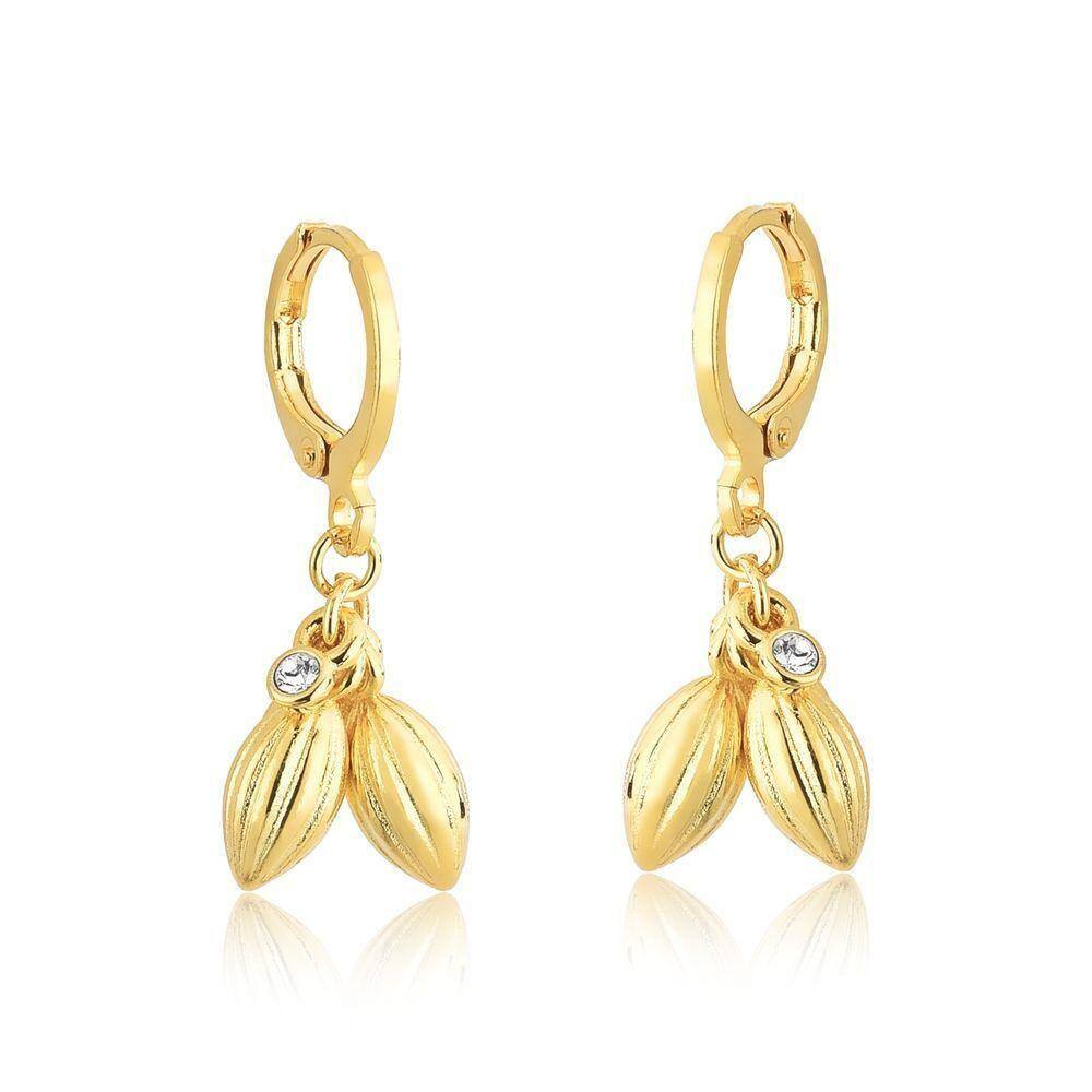 Brinco Argolinha Cacau Com Ponto De Luz Revestido Em Ouro