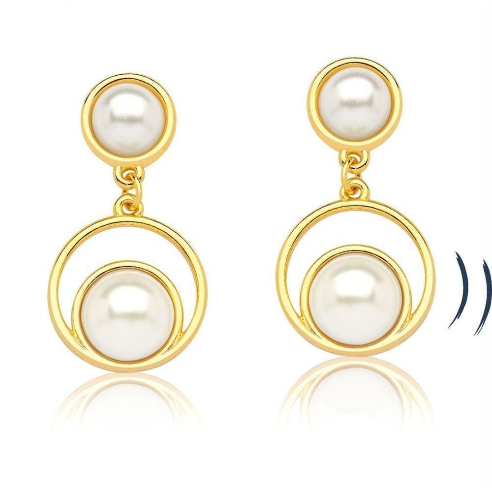 Brinco Clássico Pérolas Revestido Em Ouro