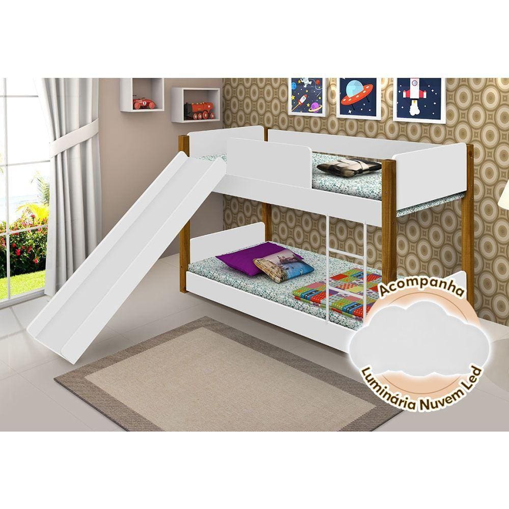 Beliche Infantil Com Escorregador Branca E Amêndoa Branco