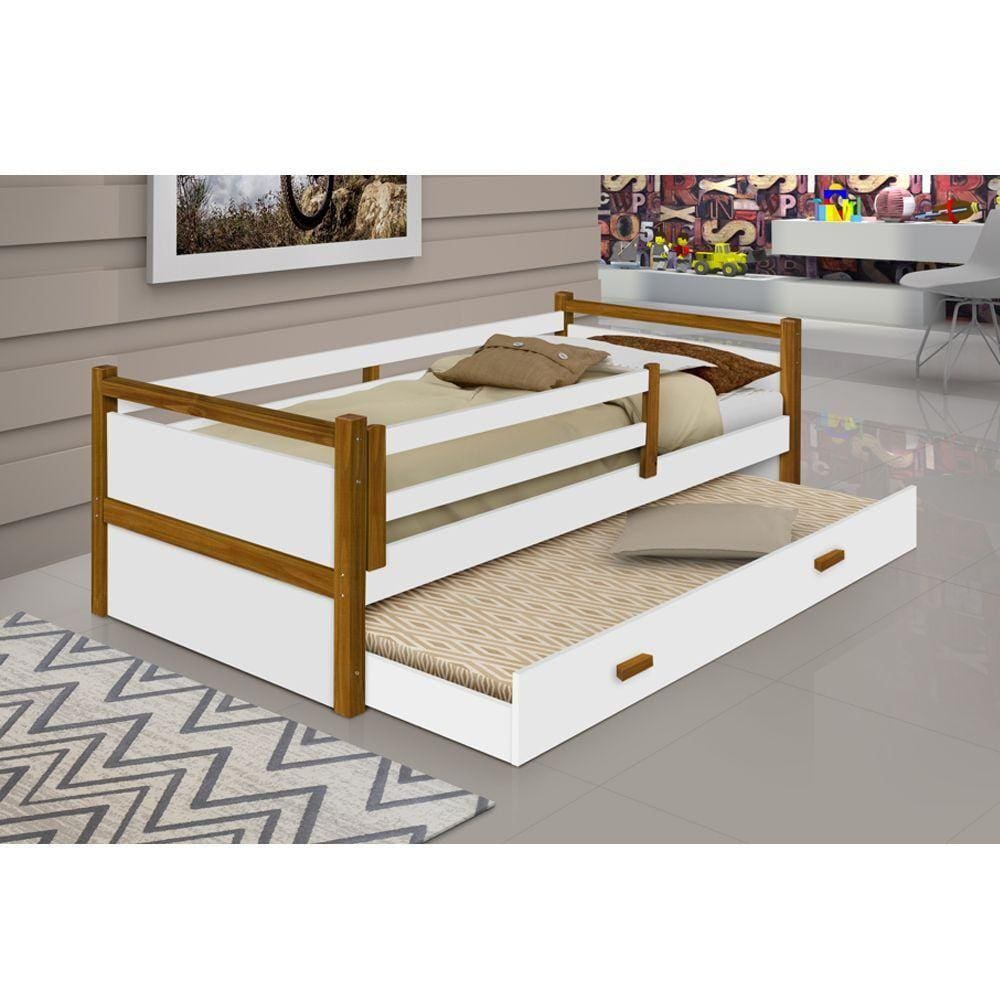 Beliche Babá Infantil Bianca Solteiro Branco/amêndoa Branco