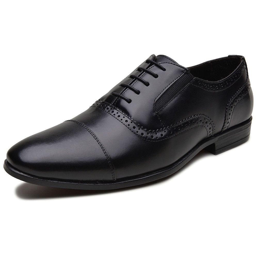 Sapato Social Derby Brogue Masculino em Couro Bico Redondo