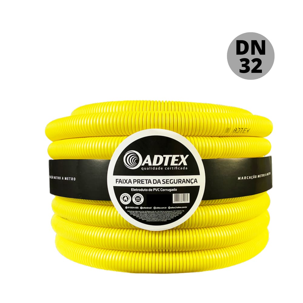 Conduite De Pvc Corrugado Amarelo 25 Metros Ref. 1 Dn 32