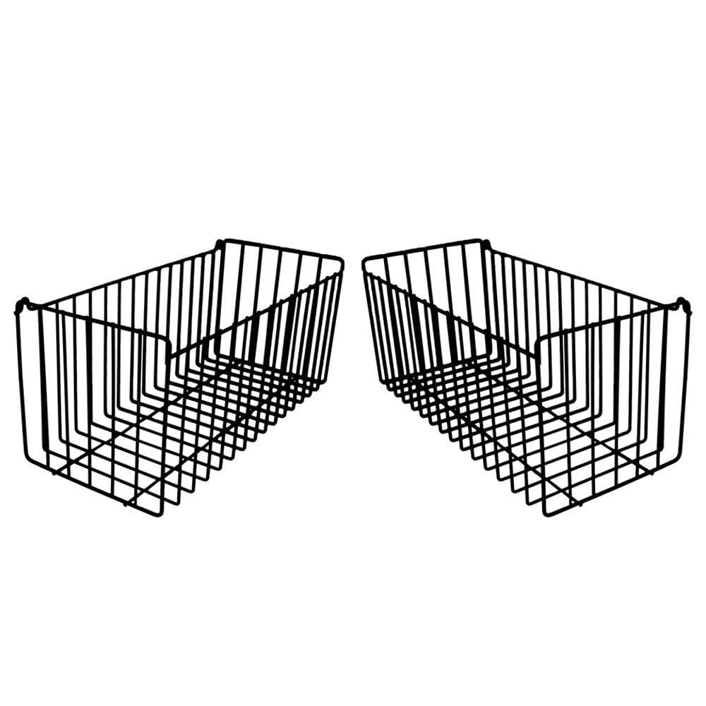 Kit 2 Cesto Aramado de Parede N4 Preto Organizador Lavanderia Produtos Limpeza Cozinha Fruteira Quarto