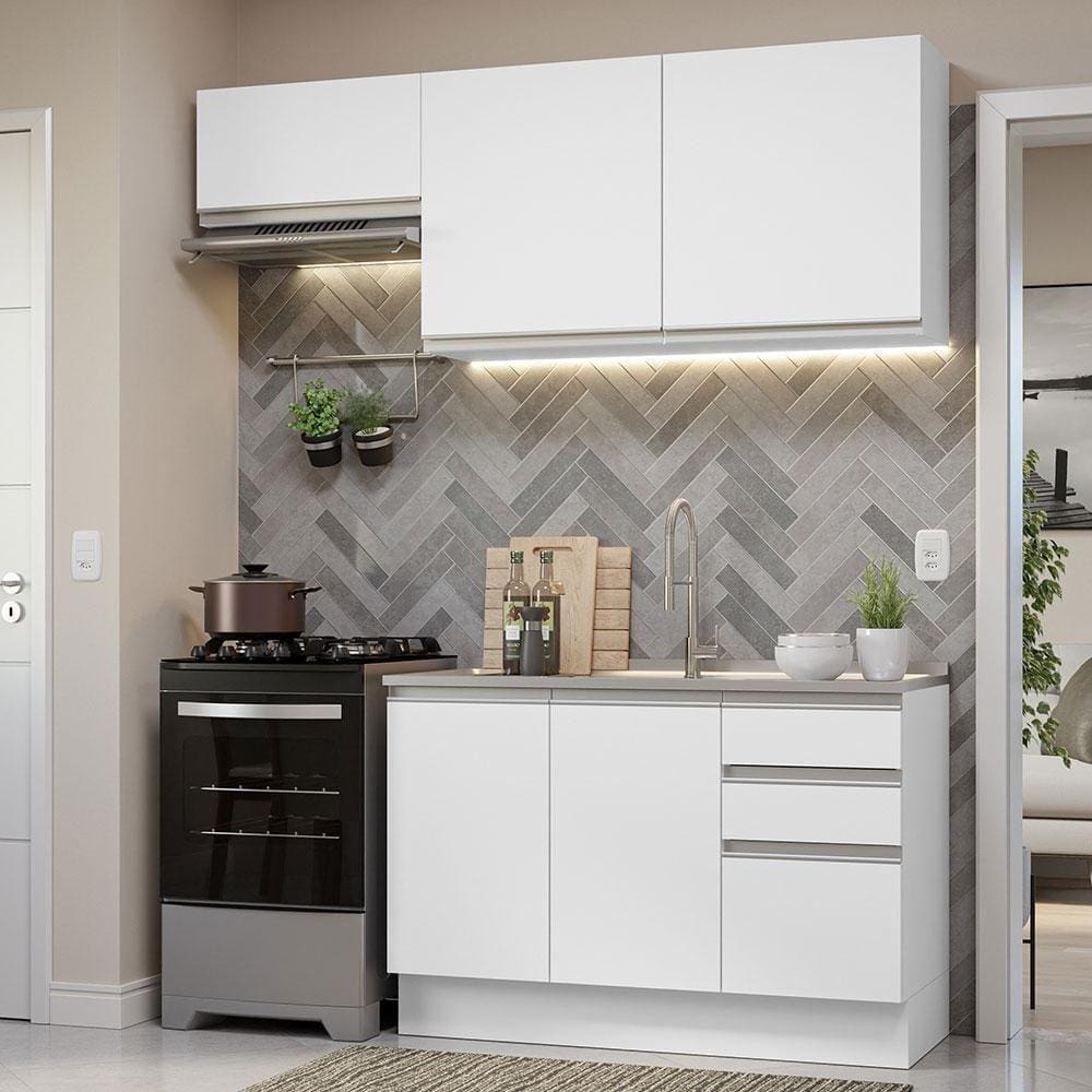 Armário De Cozinha 180Cm Branco Glamy 09 Branco