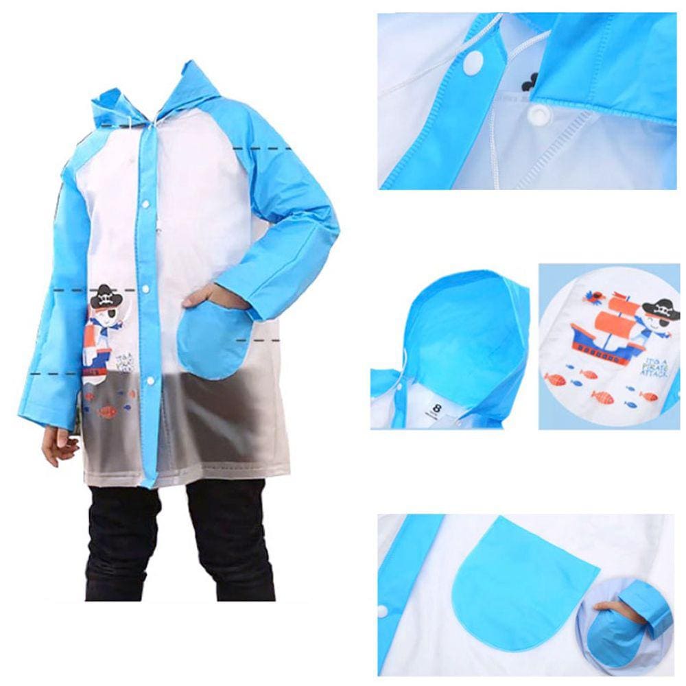Capa de Chuva Infantil Reforçada Estampa Divertida: Botão + Bolso + Capuz