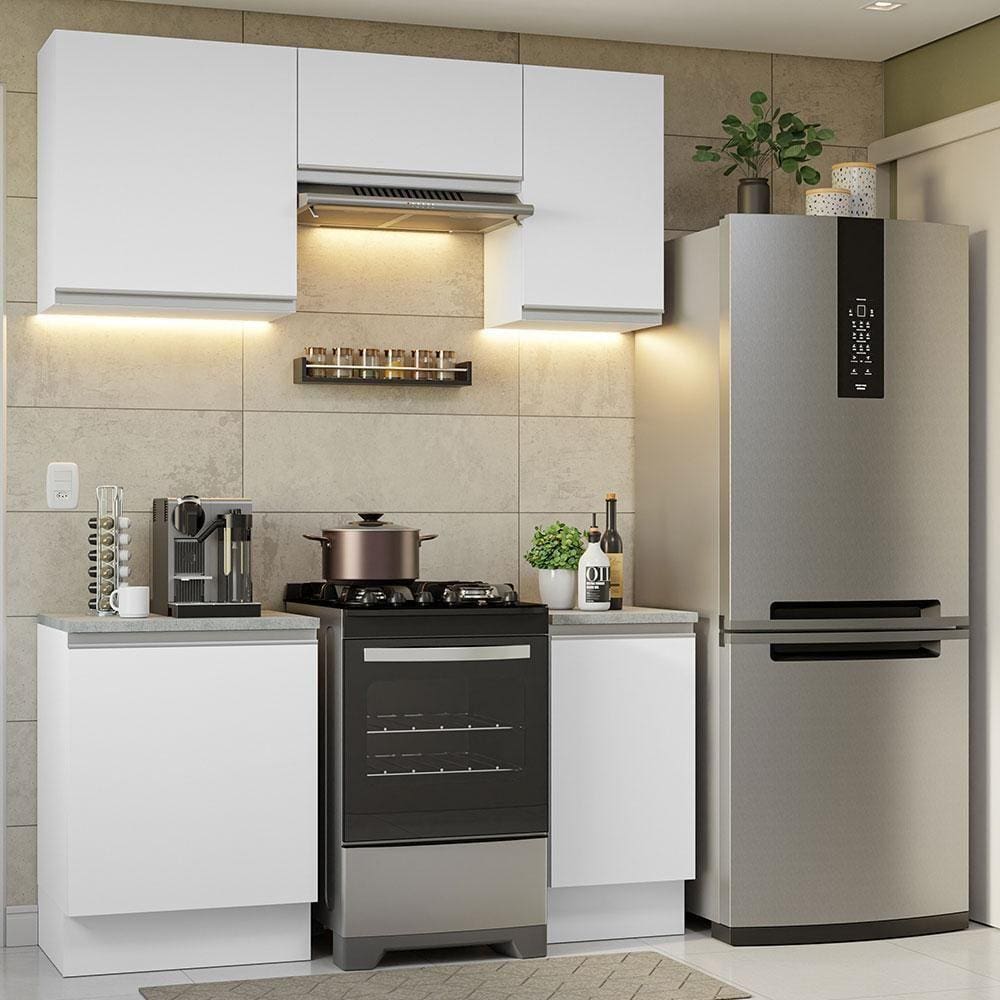 Armário De Cozinha 160Cm Branco Glamy 07 Branco