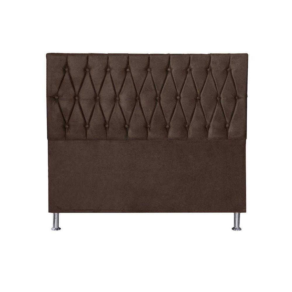 Cabeceira Cama Box Casal Estofada França 140 Cm Suede Marrom