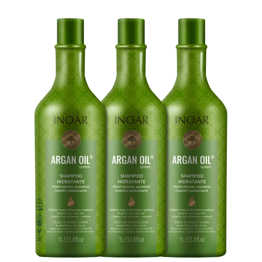 Kit Inoar Argan Oil System - Shampoo 3x1000ml Blz