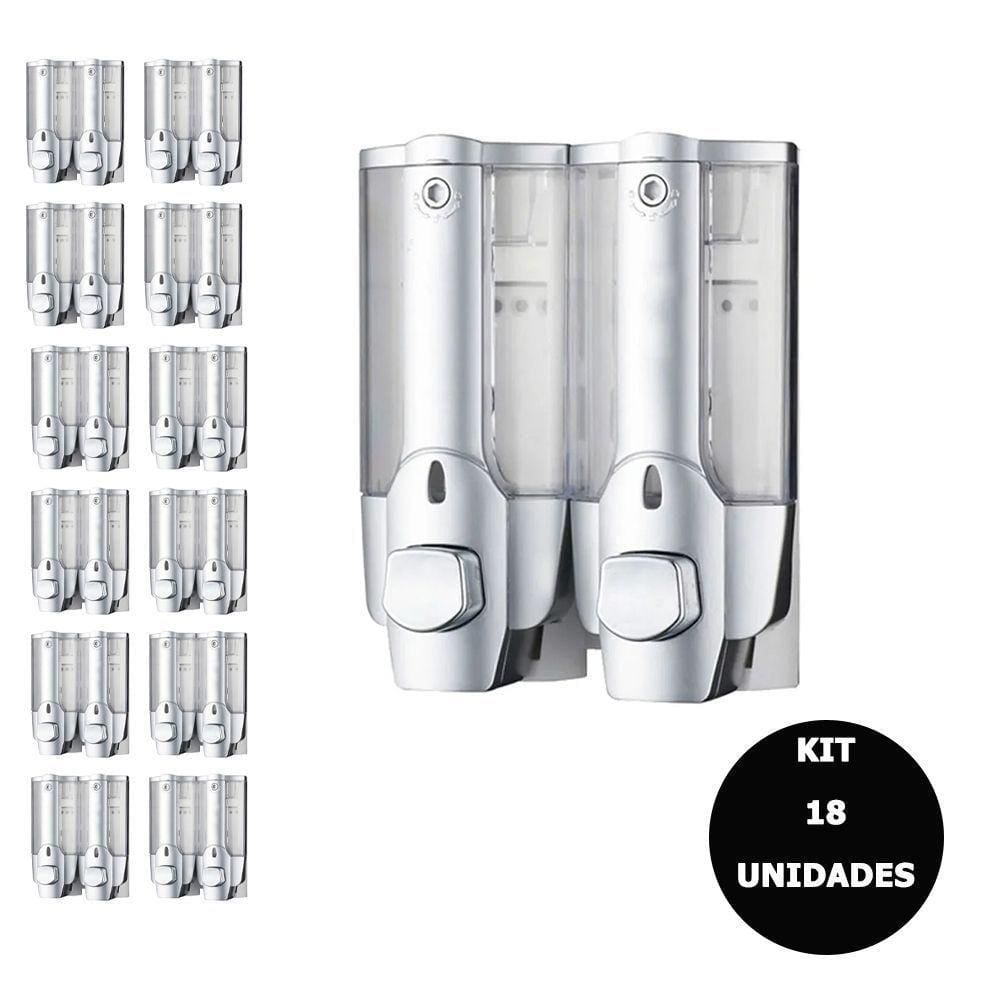 Dispenser Duplo Kit 18Uni SaboneteLiq Alcool Gel Shampoo