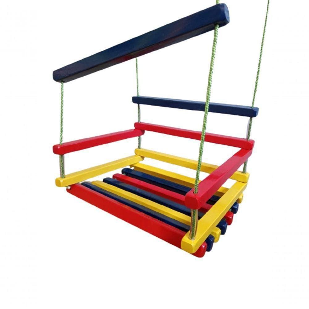 Balanço Gangorra Infantil Madeira 40x35 Colorido Até 80kg