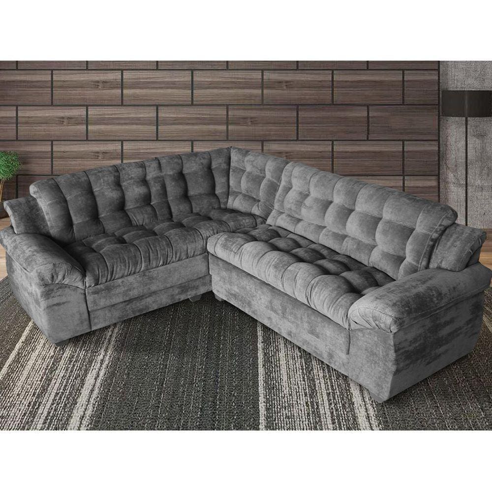 Sofá Madrid Premium Suede 200/245cm Cinza– WS Estofados