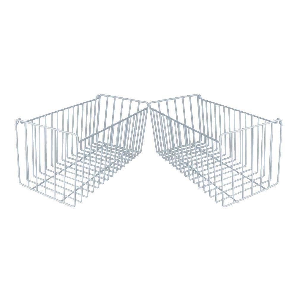 Kit 2 Cesto Aramado de Parede N4 Branco Organizador Lavanderia Produtos Limpeza Cozinha Fruteira Quarto