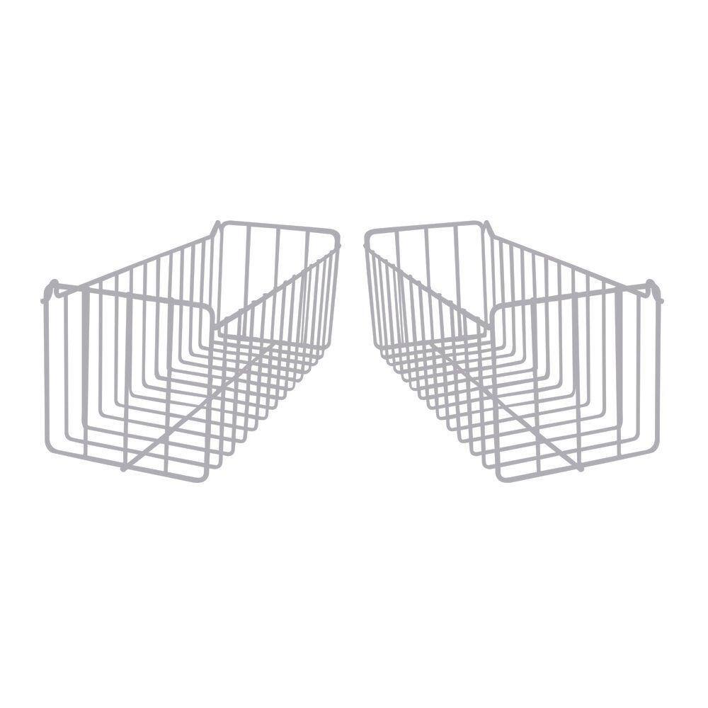 Kit 2 Cesto Aramado de Parede N2 Branco Organizador Lavanderia Produtos Limpeza Cozinha Banheiro Quarto