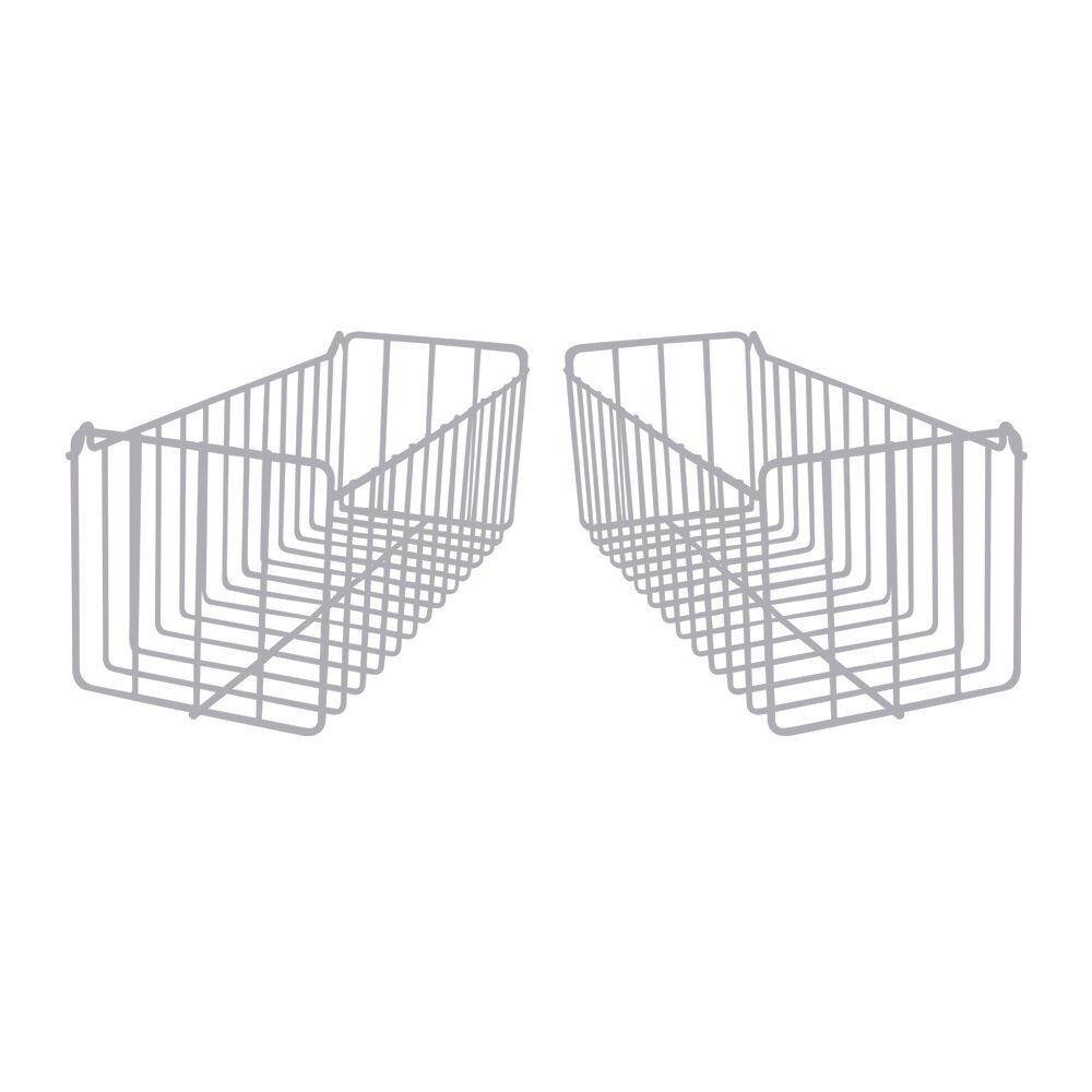Kit 2 Cesto Aramado de Parede N3 Branco Organizador Lavanderia Cozinha Fruteira Banheiro