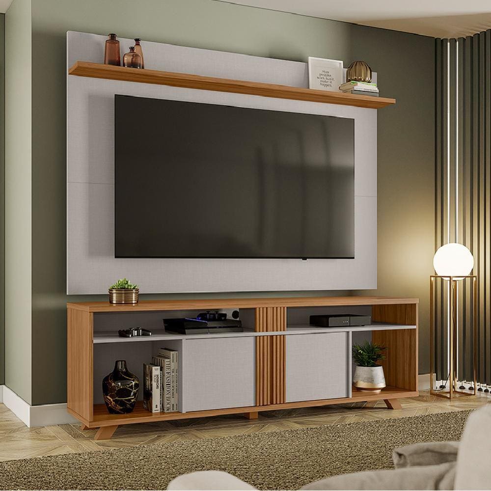 Rack Bancada com Painel para TV até 70 Polegadas 1,80m Freijó / Off White Notável