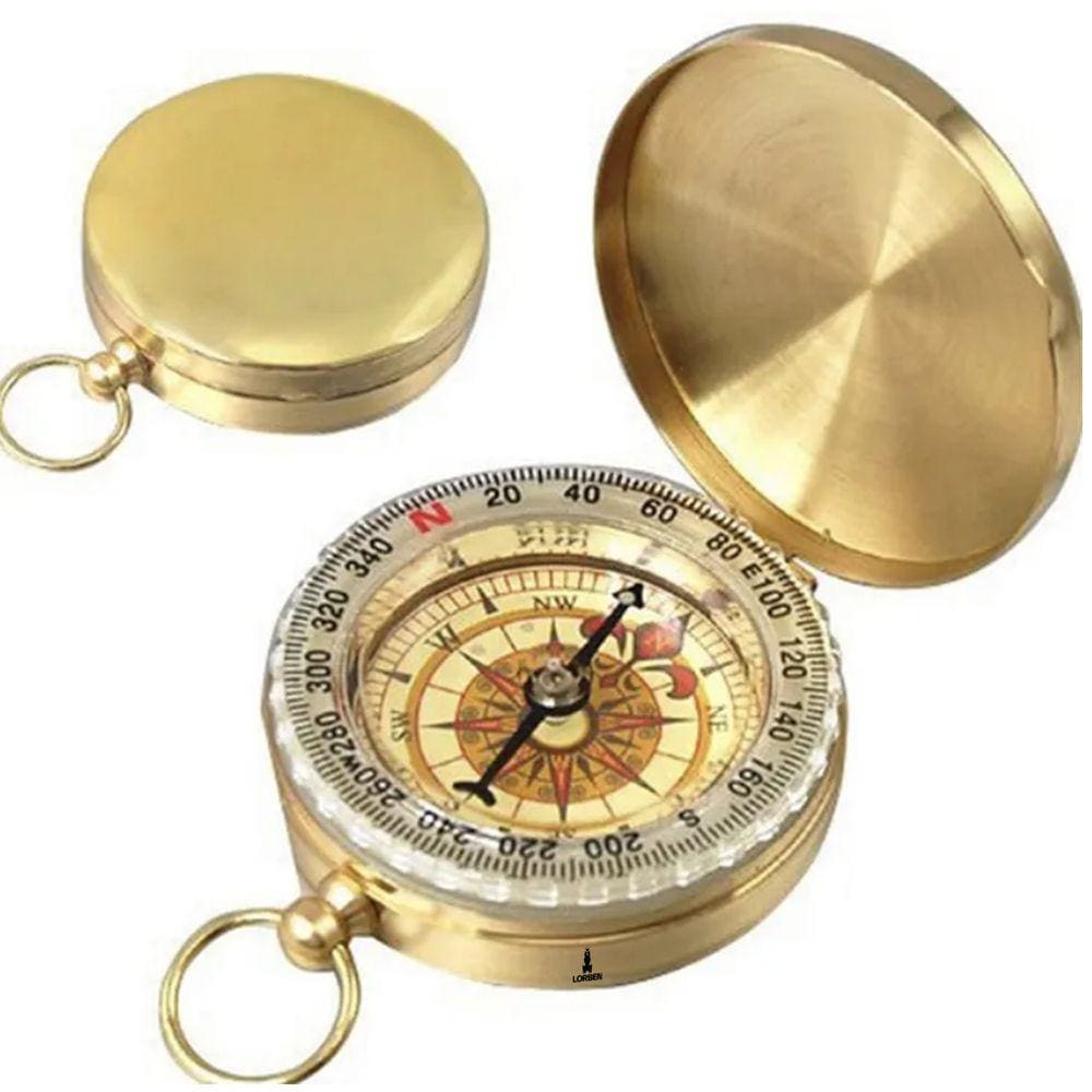 Bússola Retro Lorben tipo Relógio Bolso Metal Fosforescente GT6123
