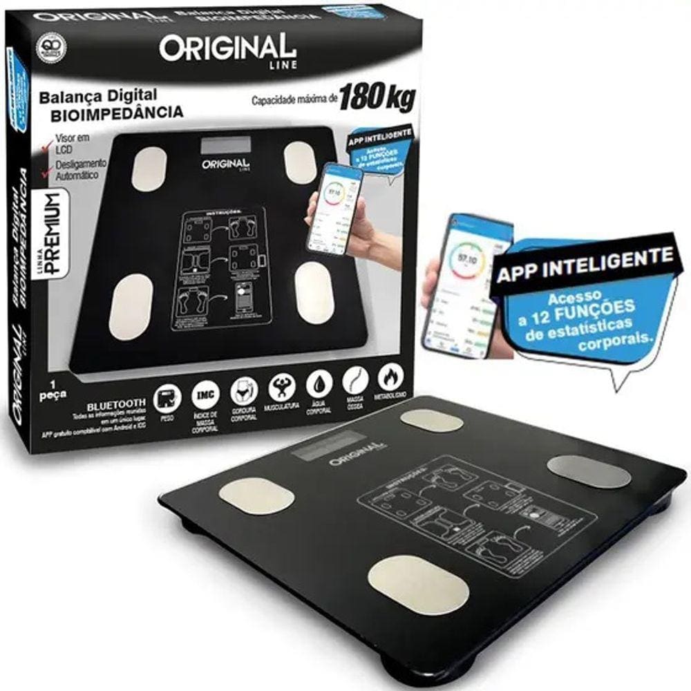 Balança Digital Bioimpedância Corporal 180kg Bluetooth