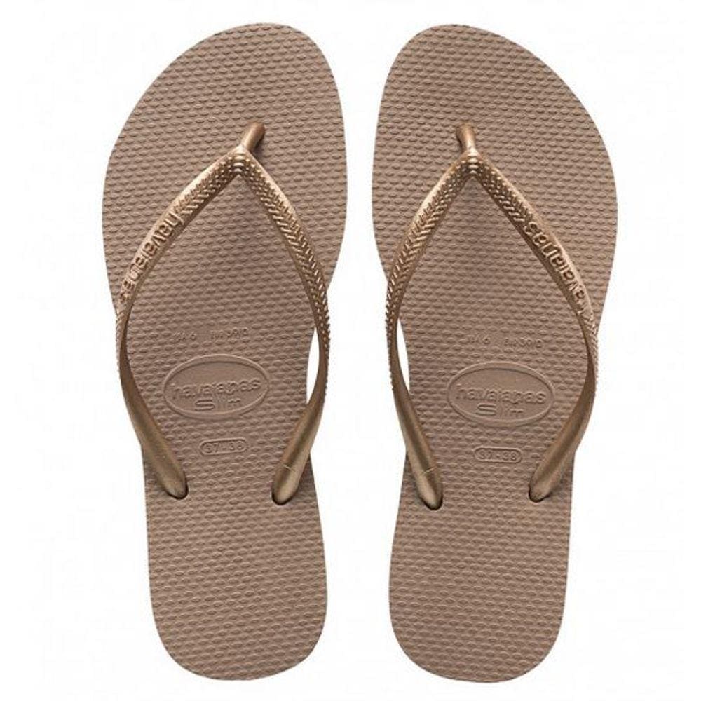 Chinelo Rasteira Slim Trandicional Havaianas 756 Rosa Gold - Feminino