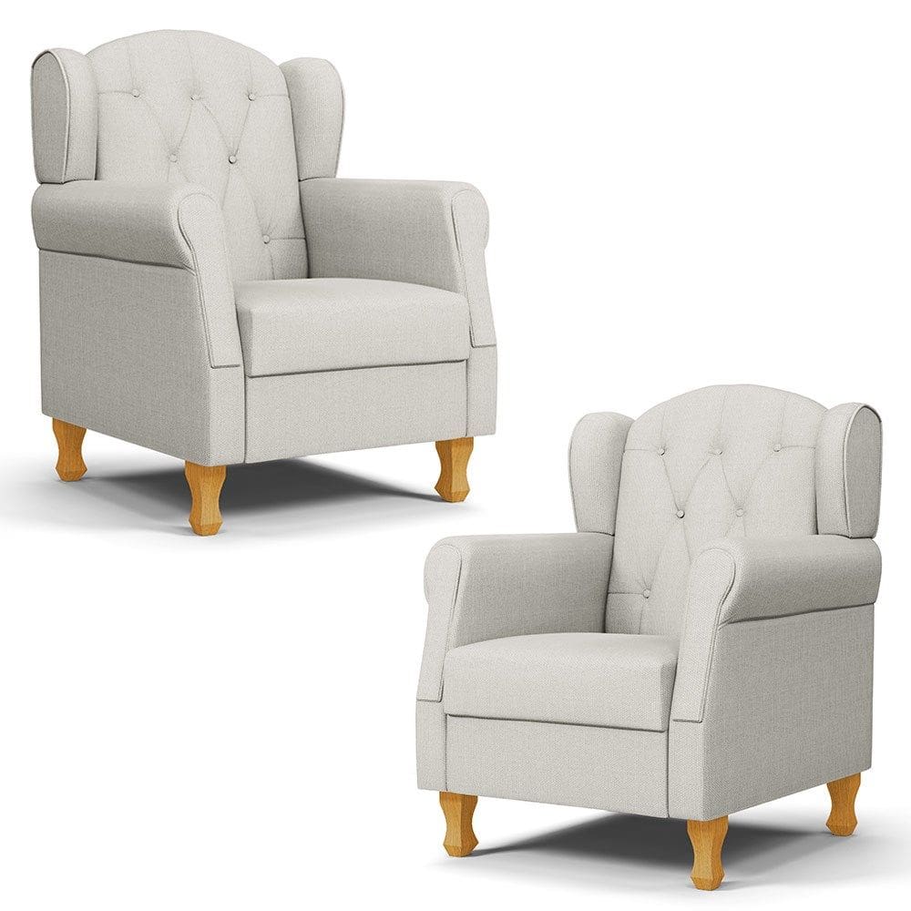 Kit 02 Poltronas de Amamentação e Descanso Pés Madeira Lucy P04 Linho Off White - Mpozenato