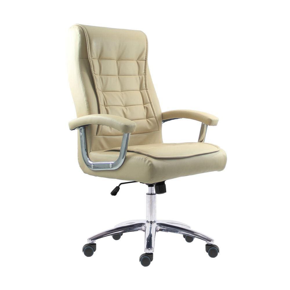 Cadeira Giratória em Couro Califórnia Fratini Móveis Cinza