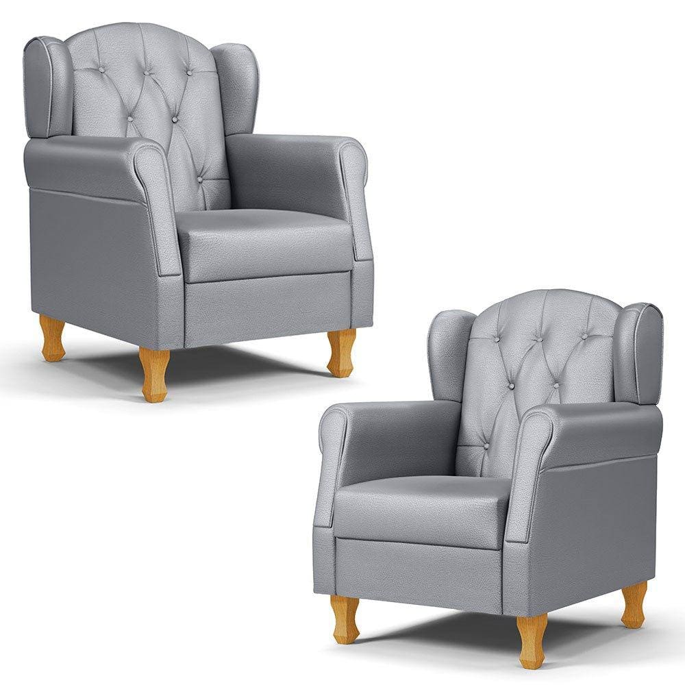 Kit 02 Poltronas de Amamentação e Descanso Pés Madeira Lucy P04 Sintético Cinza - Mpozenato