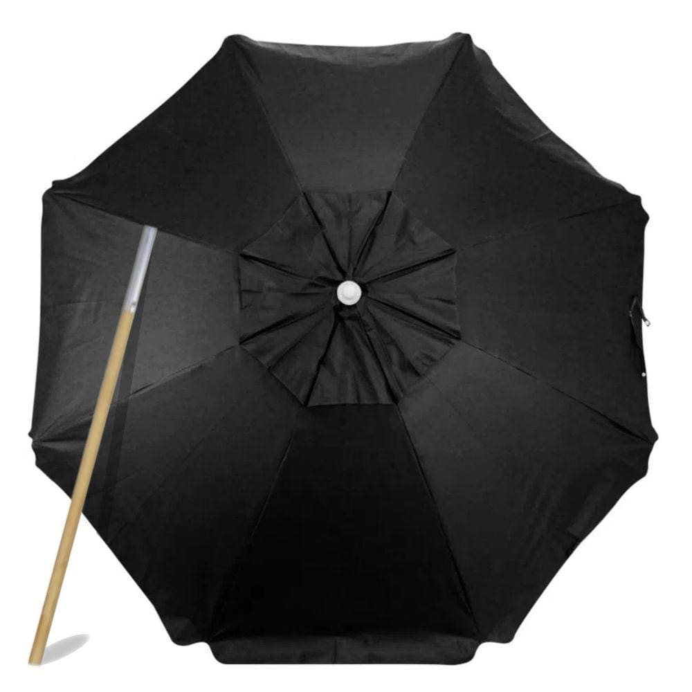 Guarda Sol Grande Reforçado Praia Pesca 2mt Haste Em Madeira