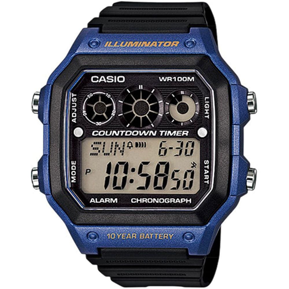 Relógio CASIO masculino digital azul AE-1300WH-2AVDF