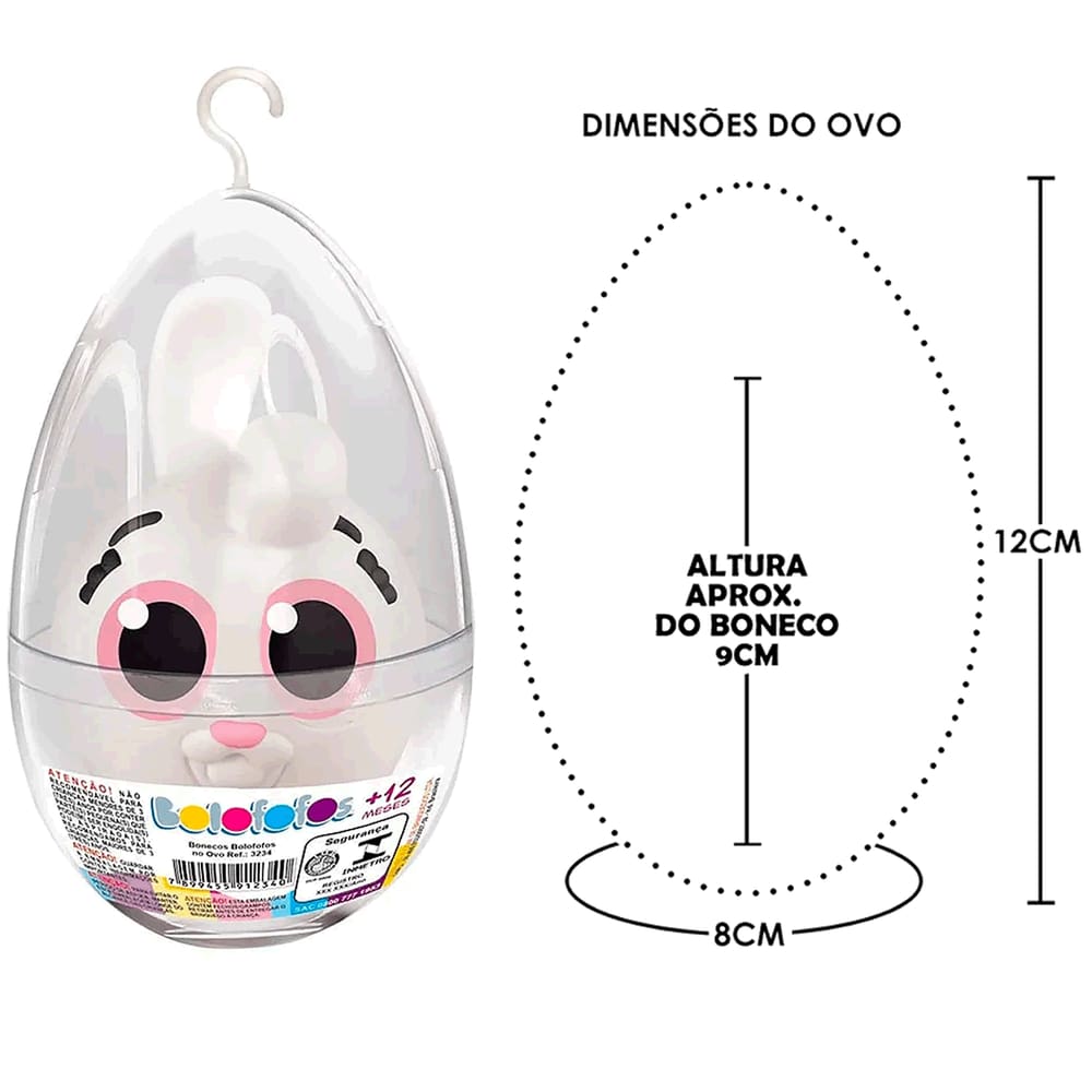 Boneco Turma dos Bolofofos Bunny no Ovo de Páscoa 12cm Lider