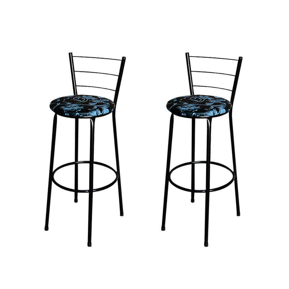 Conjunto 2 Banquetas Alta Preta Para Cozinha