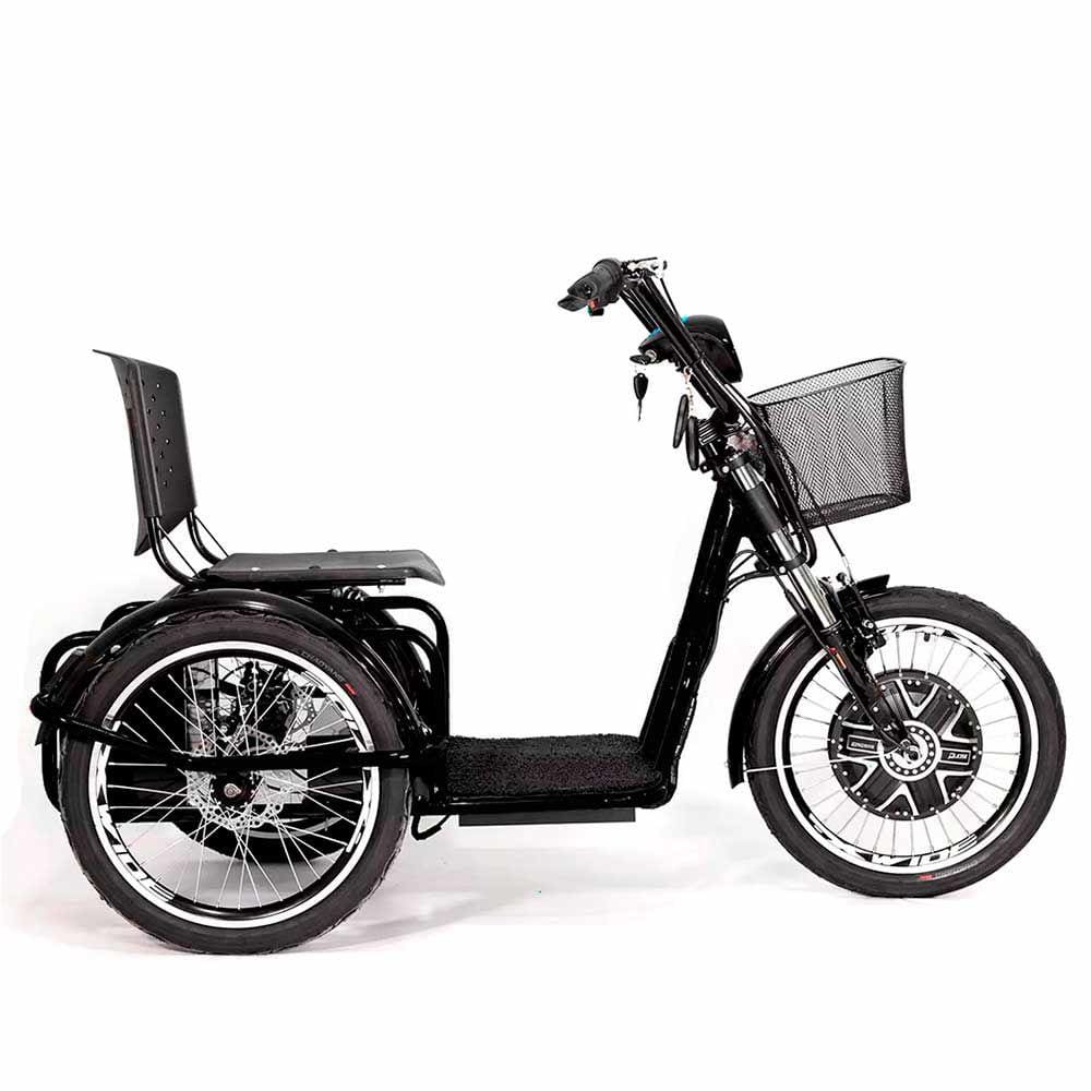 Triciclo Elétrico - Village PAM - Cesta - 800w - Preto - Plug and Move